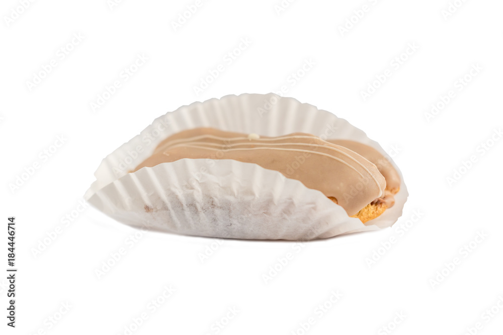 chocolate eclair isolated on white background chocolate eclair isolated on white background