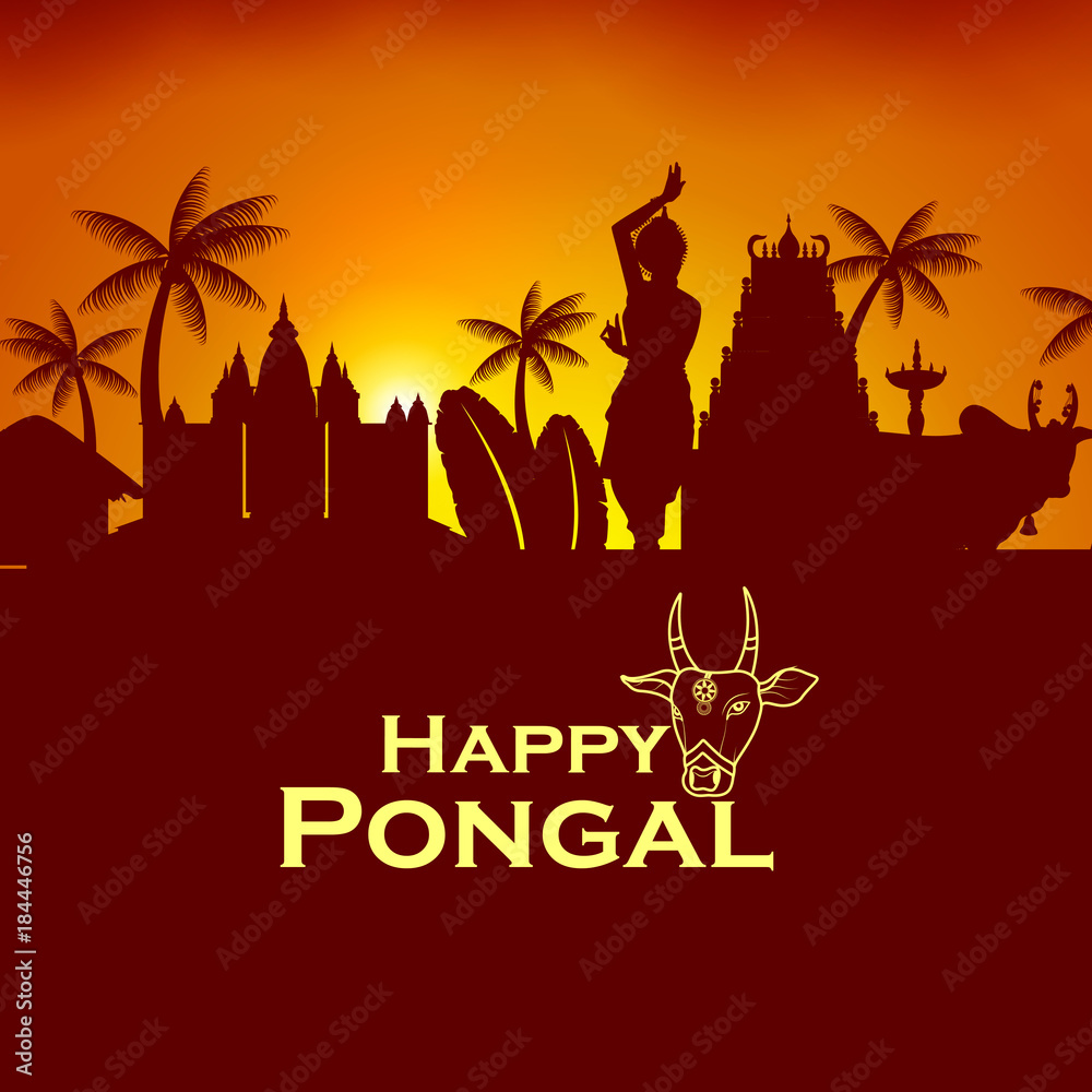 Happy Pongal festival of Tamil Nadu India background Stock Vector | Adobe  Stock