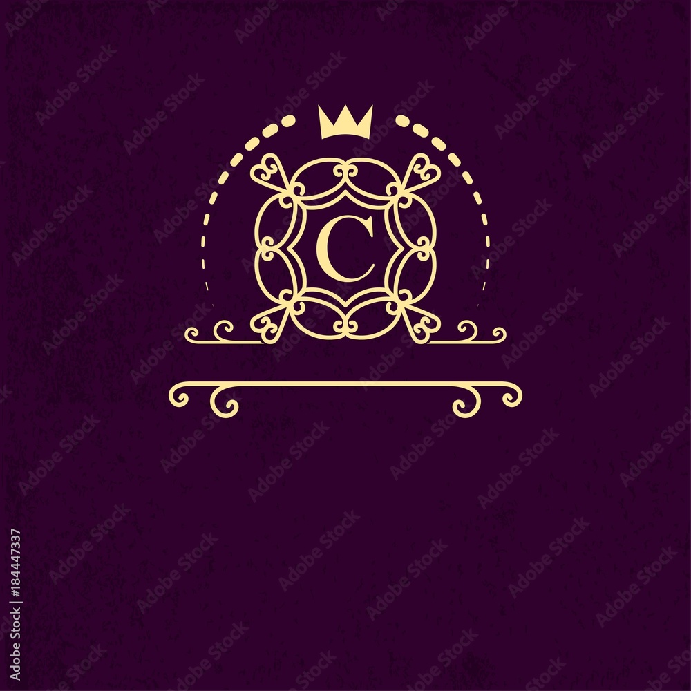 Richly ornamented frame around the letter C. Monogram design elements,  figured template. Simple logos design for Royalty, business card, Boutique,  Hotel, Heraldic, Web design. Stock Vector | Adobe Stock