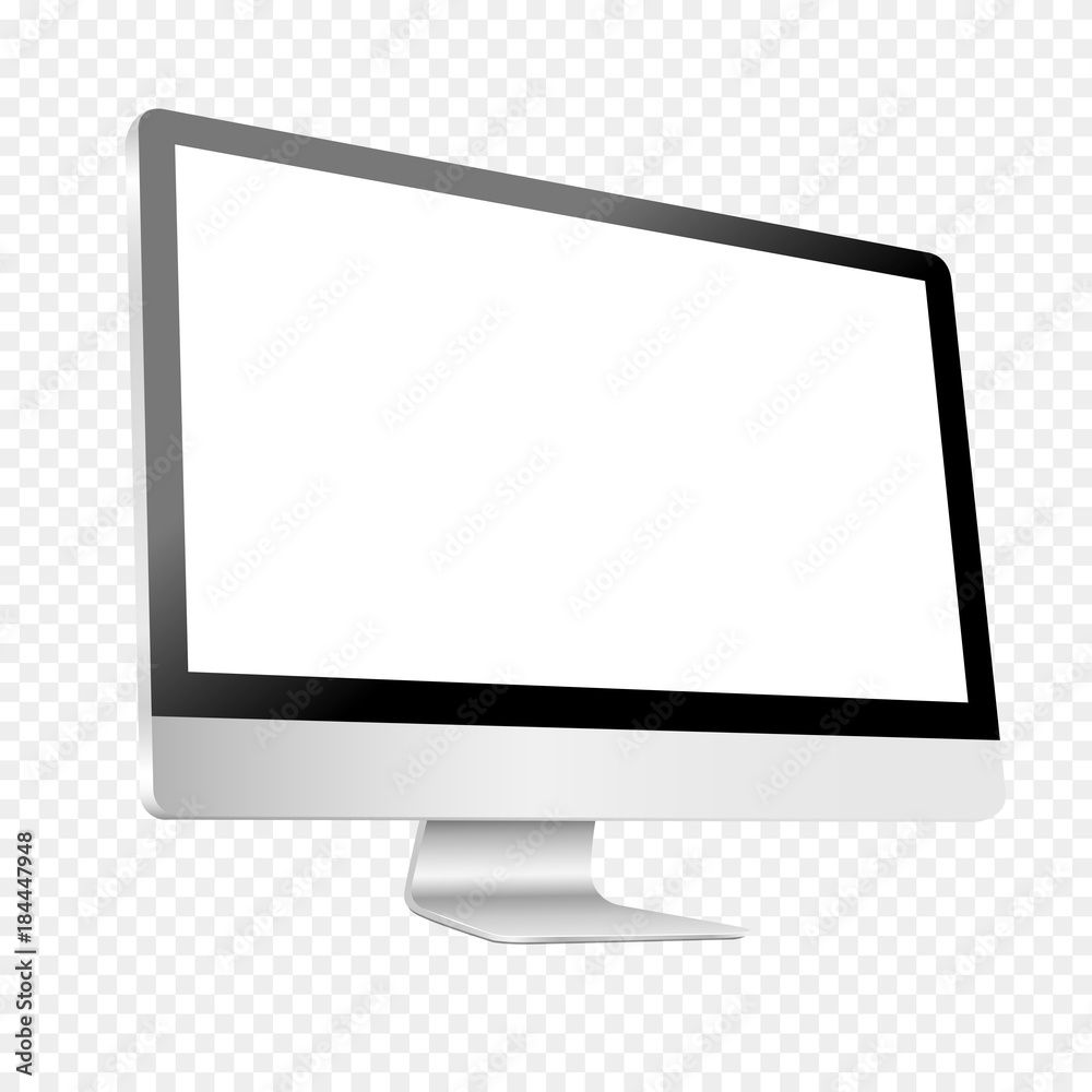 Realistic computer monitor isolated on transparent background