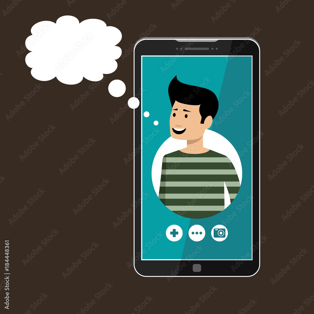 Phone with open window of a messenger. Social network. Online communication Phone with open window of a messenger. Social network. Online communication