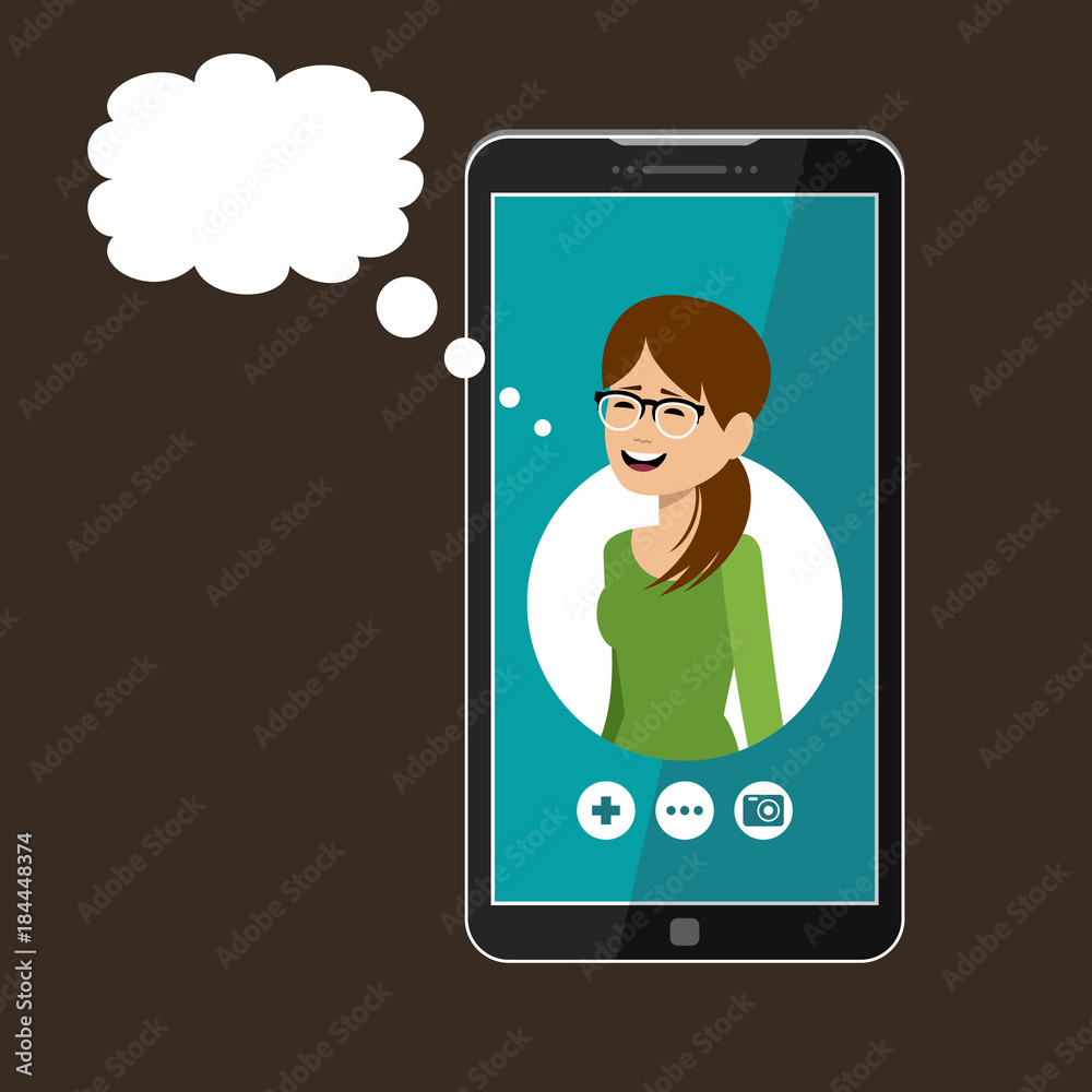 Phone with open window of a messenger. Social network. Online communication Phone with open window of a messenger. Social network. Online communication