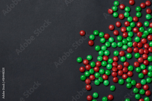 Green and red dragee candies