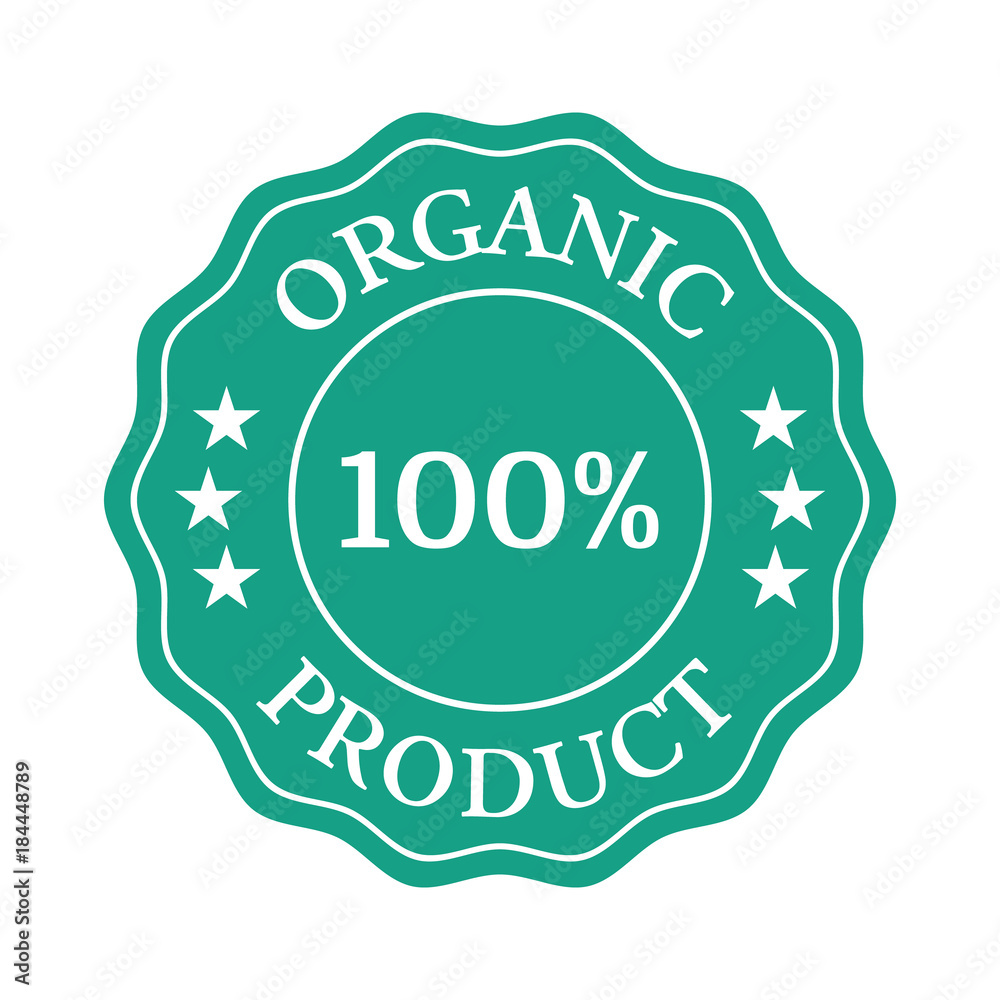 Organic product flat badge on white background. Organic product flat badge on white background.