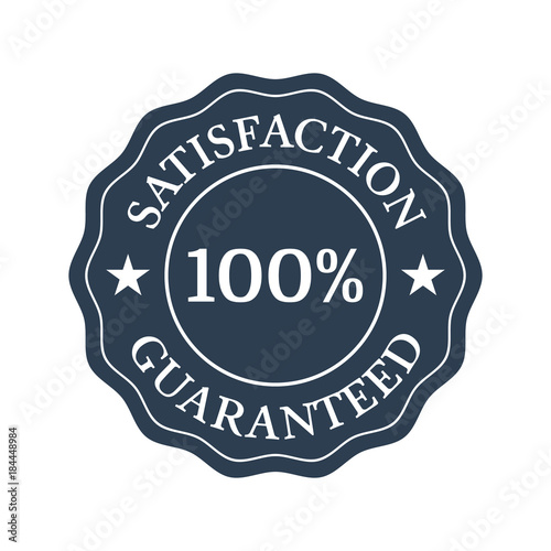 Satisfaction guaranteed flat badge on white background.