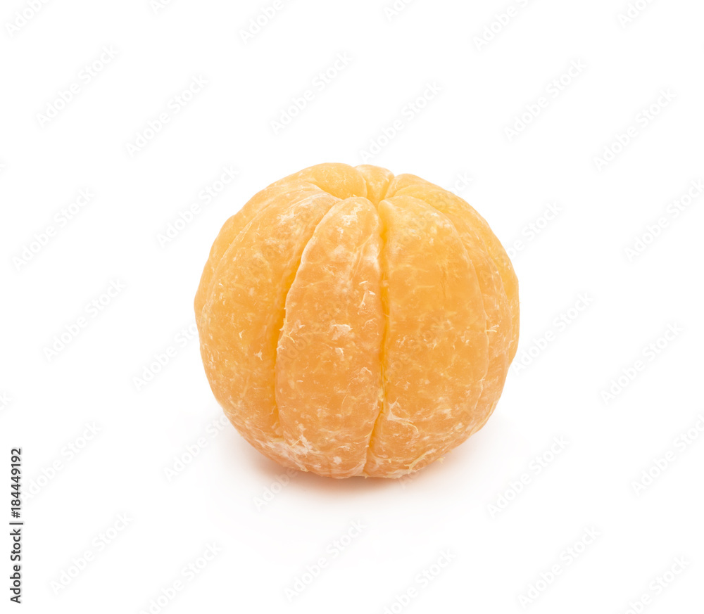 Mandarin without peel on a white background Mandarin without peel on a white background