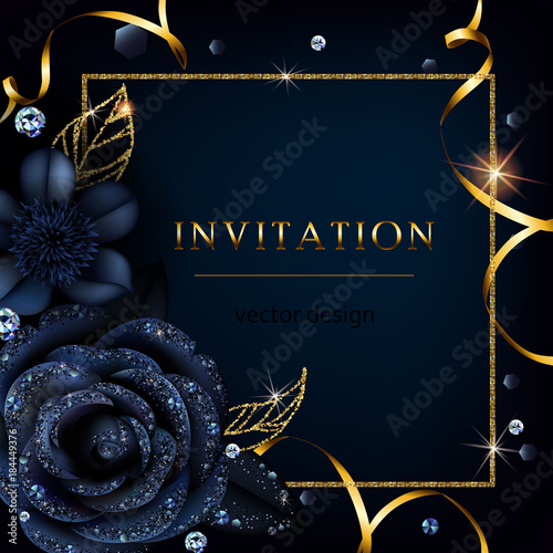  Invitation with black flowers 2