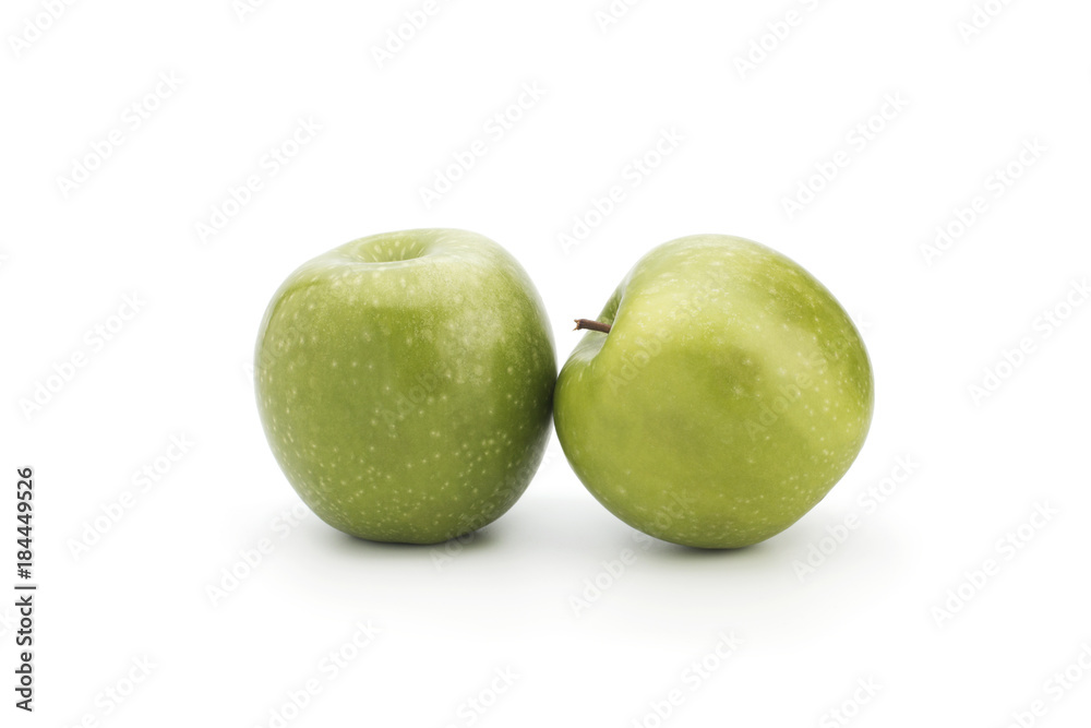 Green apples on a white background Green apples on a white background