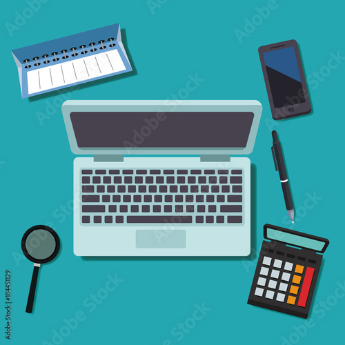 Office work topview icon vector illustration graphic design