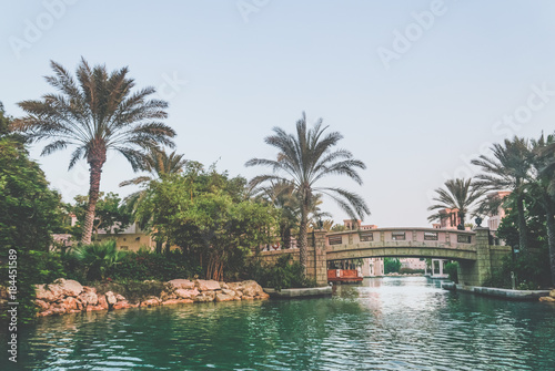 Dubai. Souk Madinat Jumeirah in Dubai in the early morning.   