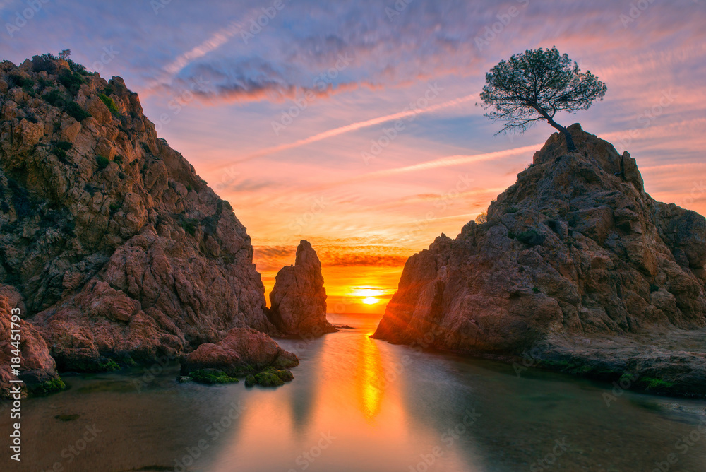 Sunrise in the village of Tossa de Mar, Costa brava