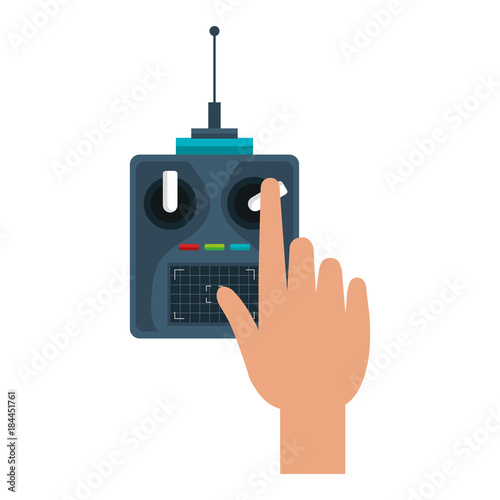 user hand with drone remote control