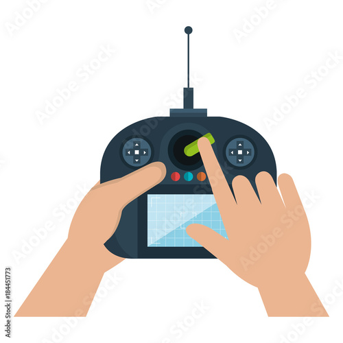 user hand with drone remote control