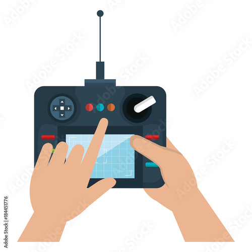 user hand with drone remote control
