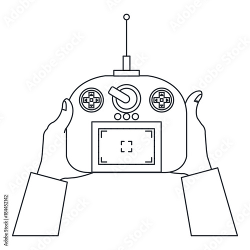 user hand with drone remote control