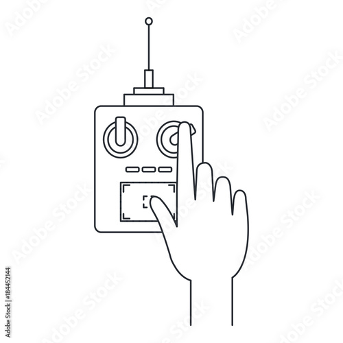 user hand with drone remote control