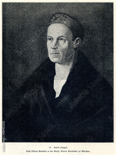 Portrait of german banker Jakob Fugger by Albrecht Dürer, ca. 1519 (from Spamers Illustrierte Weltgeschichte, 1894, 5[1], 139) © Juulijs
