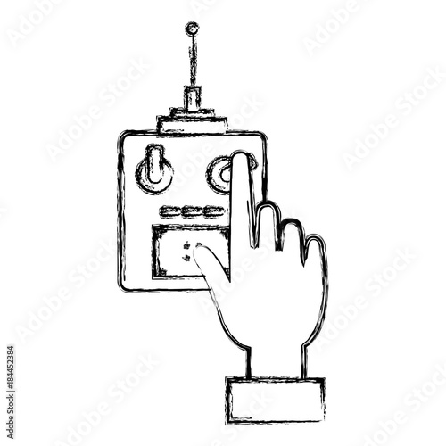 user hand with drone remote control
