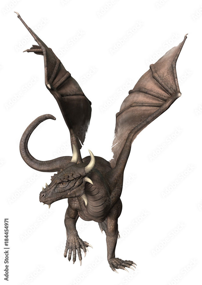 Naklejka premium 3D Rendering Fantasy Dragon on White