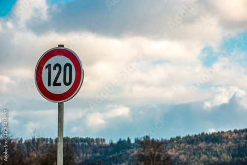 Traffic sign which means 120 kilometers per hour