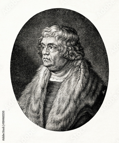 Willibald Pirckheimer, German Renaissance lawyer, author and humanist at 53 by Albrecht Dürer (from Spamers Illustrierte Weltgeschichte, 1894, 5[1], 177)