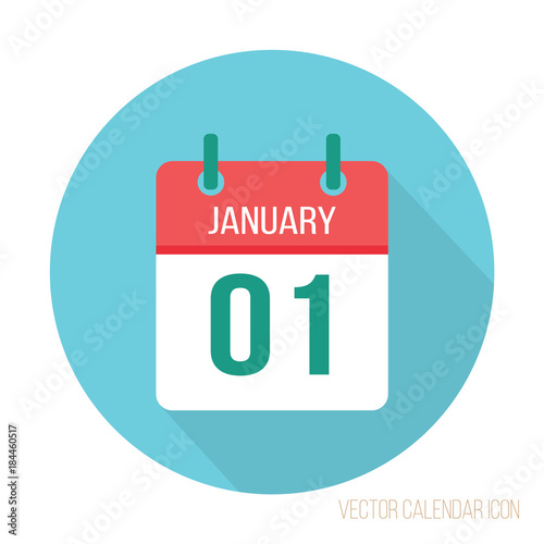 Calendar vector outline icon. The first of January