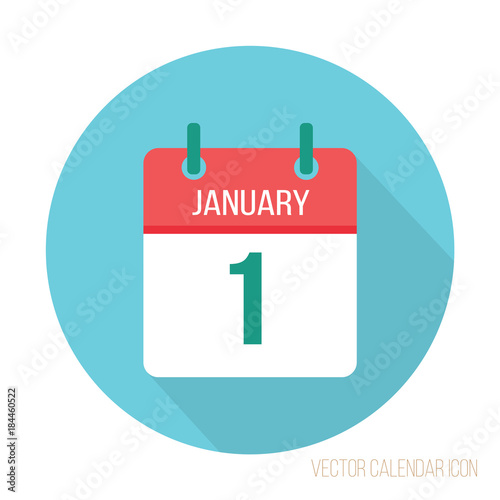 Calendar vector outline icon. The first of January