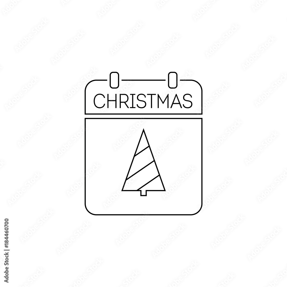 Calendar christmas outline icon. Thin line sign Calendar christmas outline icon. Thin line sign