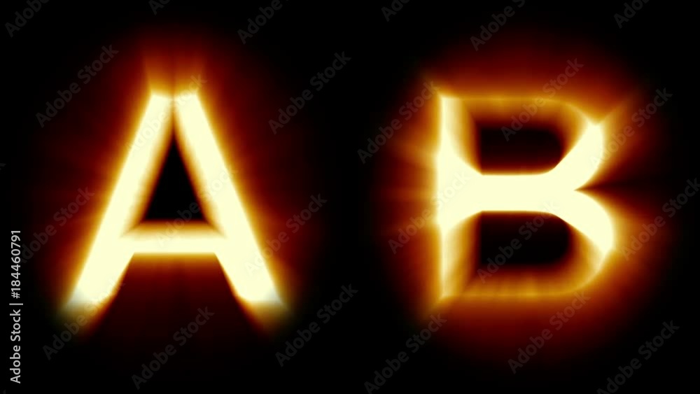 light letters A and B - warm orange light - flickering shimmering animation loop - isolated light letters A and B - warm orange light - flickering shimmering animation loop - isolated