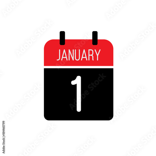 Calendar vector outline icon. The first of January