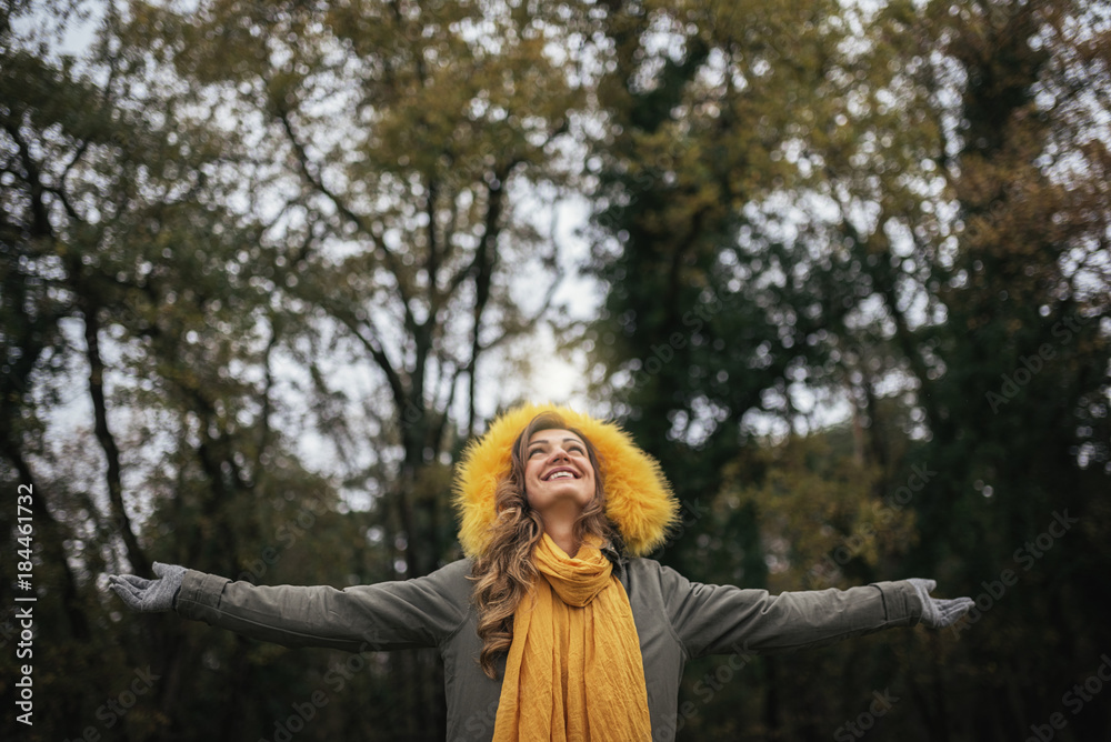 Beautiful woman having a good time in the woods. Nature concept. Beautiful woman having a good time in the woods. Nature concept.