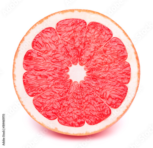 Foto Perfectly retouched sliced half of grapefruit isolated on the white background w