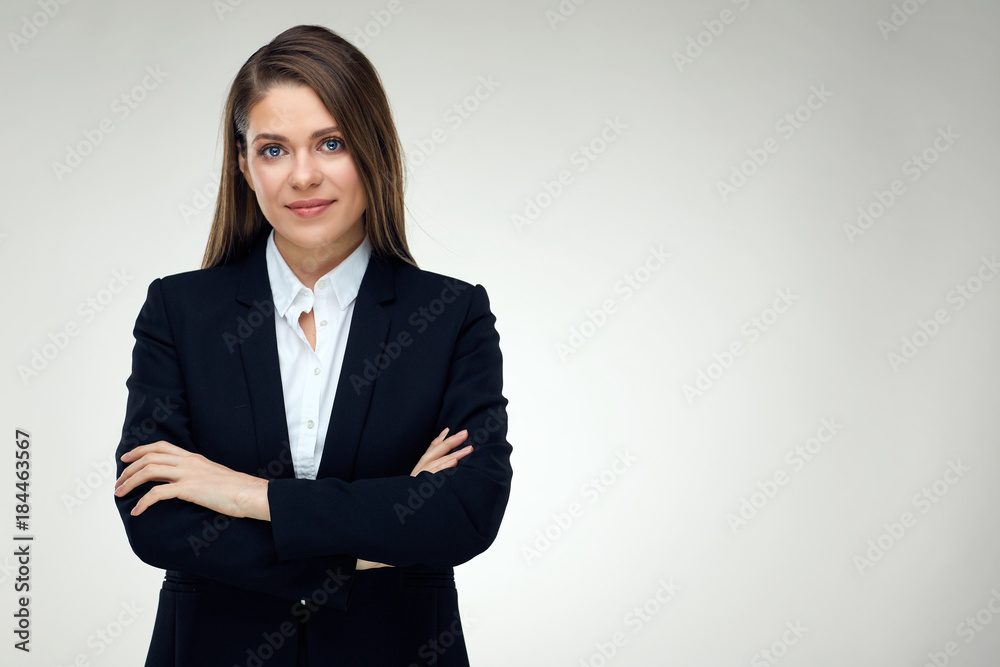  Isolated portrait of confident businesswoman.
