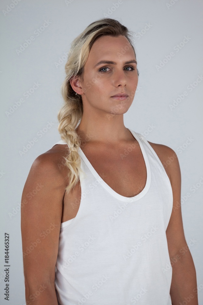 Portrait of beautiful transgender with braided hair Portrait of beautiful transgender with braided hair