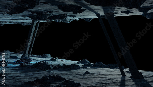 Fototapeta Naklejka Na Ścianę i Meble -  Astronauts exploring an asteroid spaceship 3D rendering elements of this image furnished by NASA