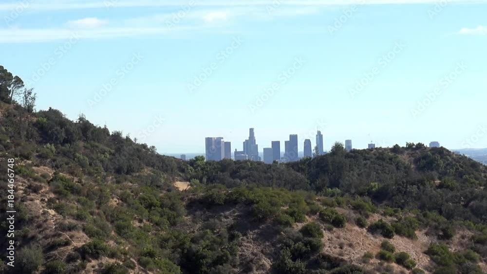 Los Angeles skyline seen from the crest of a mountain range
Los Angeles skyline seen from the crest of a mountain range