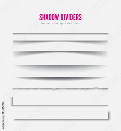 Page divider. Transparent realistic paper shadow effect