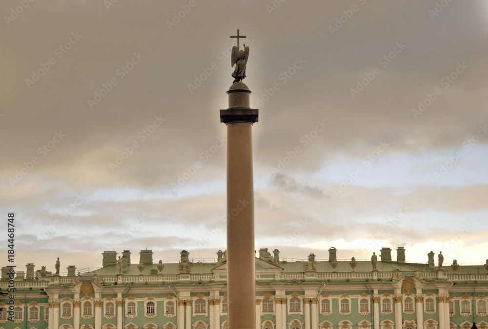 Architecture of Saint-Petersburg, Russia. Palace Square and Alexanders column