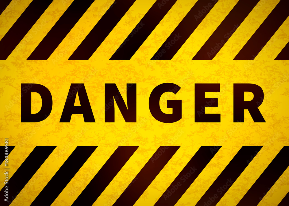 Danger sign, old warning plate with yellow and black stripes and texture Danger sign, old warning plate with yellow and black stripes and texture
