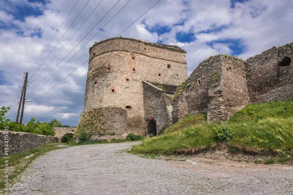 Stephen Bathory Tower, one of the towers and gates of old city walls in Kamianets Podilskyi, Ukraine
