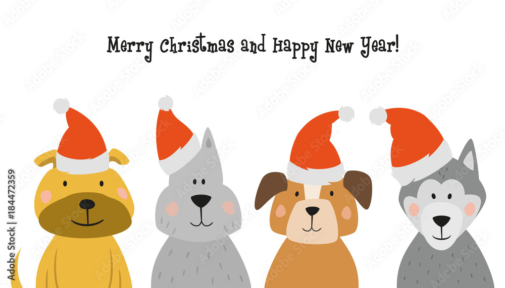 Christmas card with cartoon dogs.