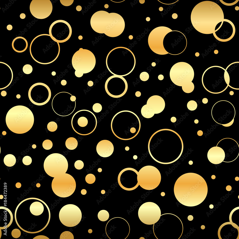 Golden dots on a black background pattern. Abstract golden circle geometric  modern background. Vector illustration. Shiny backdrop. Texture of gold  foil. Art deco style. Gold circle seamless pattern Stock Vector | Adobe