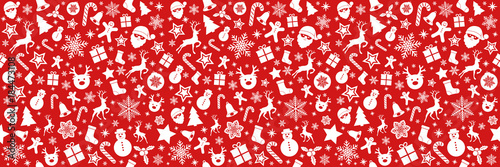 Seamless Holidays pattern with ornaments. Vector.