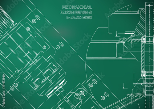 Blueprints. Mechanical construction. Technical Design. Cover. Banner. Light green