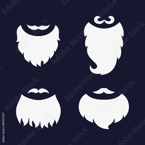 Set of different beards and mustaches.