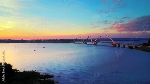 Brasilia bridge ove the Paranoa a artificial Lake on the Brazilian capital photo