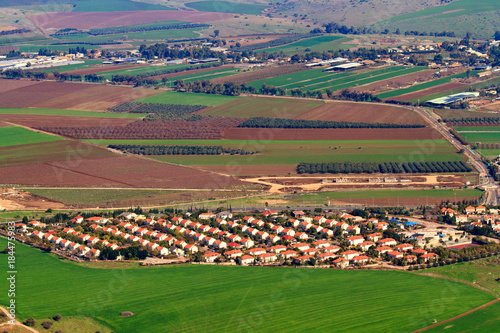 View from Mount Tabor to Kibbutz Alonim in Israel photo