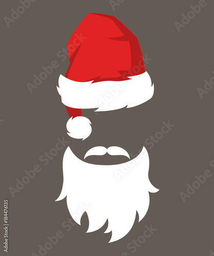 Red hat and beard of Santa Claus.
