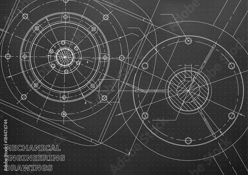 Mechanical engineering drawings. Vector background. Black. Points