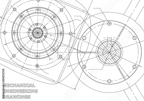 Mechanical engineering drawings. Vector background. White